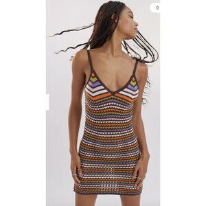 UO EMORY PARK Avila Crochet Mini Dress Small Y2K Babydoll Festival Friends